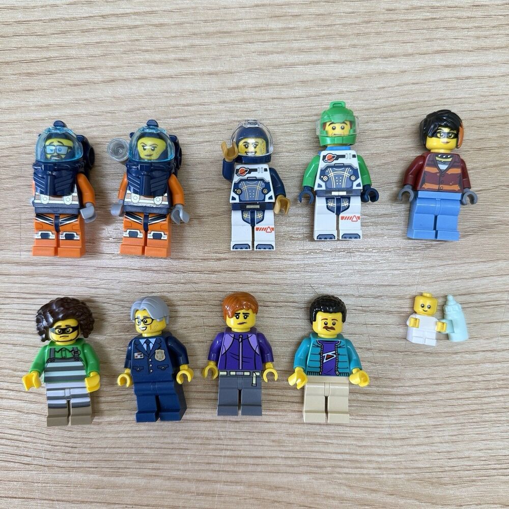 Lego Minifigures Lot Of 10 Lego City Baby Astronaut Police Diver Bulk Bundle
